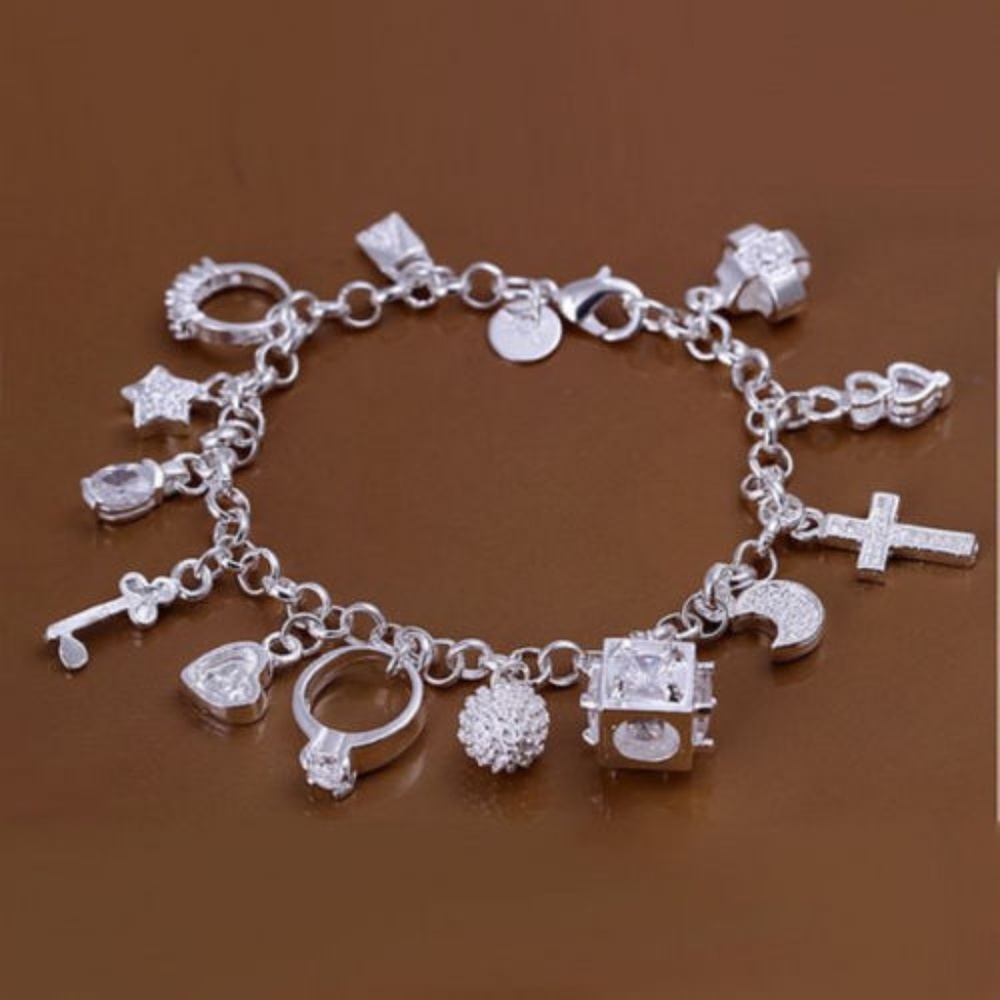 Swarovski Crystal Charms Bracelet 18K White Gold